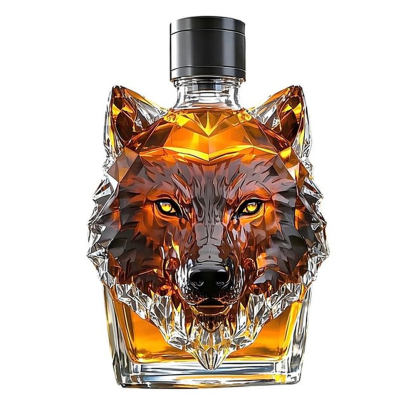 2026 Wolf Unique Animal Glass Whiskey Bottle-Storyflask