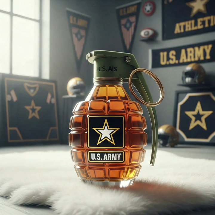 Military Style Grenade Whiskey Bottle - Collectible Engraved Hand-Grenade Shape Decanter