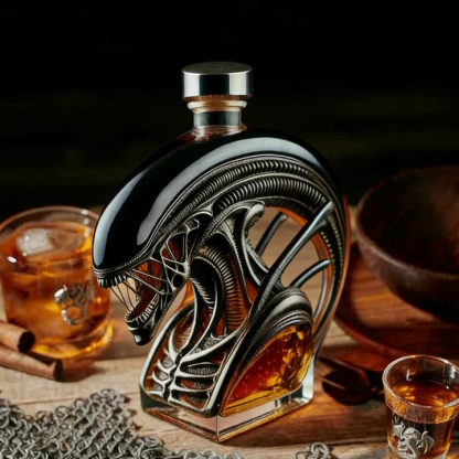 Alien-Inspired Biomechanical Decanter - Glass Art Statue Bottle for Whiskey Wine Beer