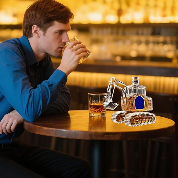 Novelty Excavator-Shaped Whiskey Bottle - Intricate Detailed Premium Glass Decanter