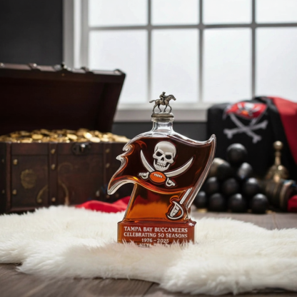 Tampa Bay Buccaneers 50 Seasons Hey Hey Tampa Bay Whiskey Bottle