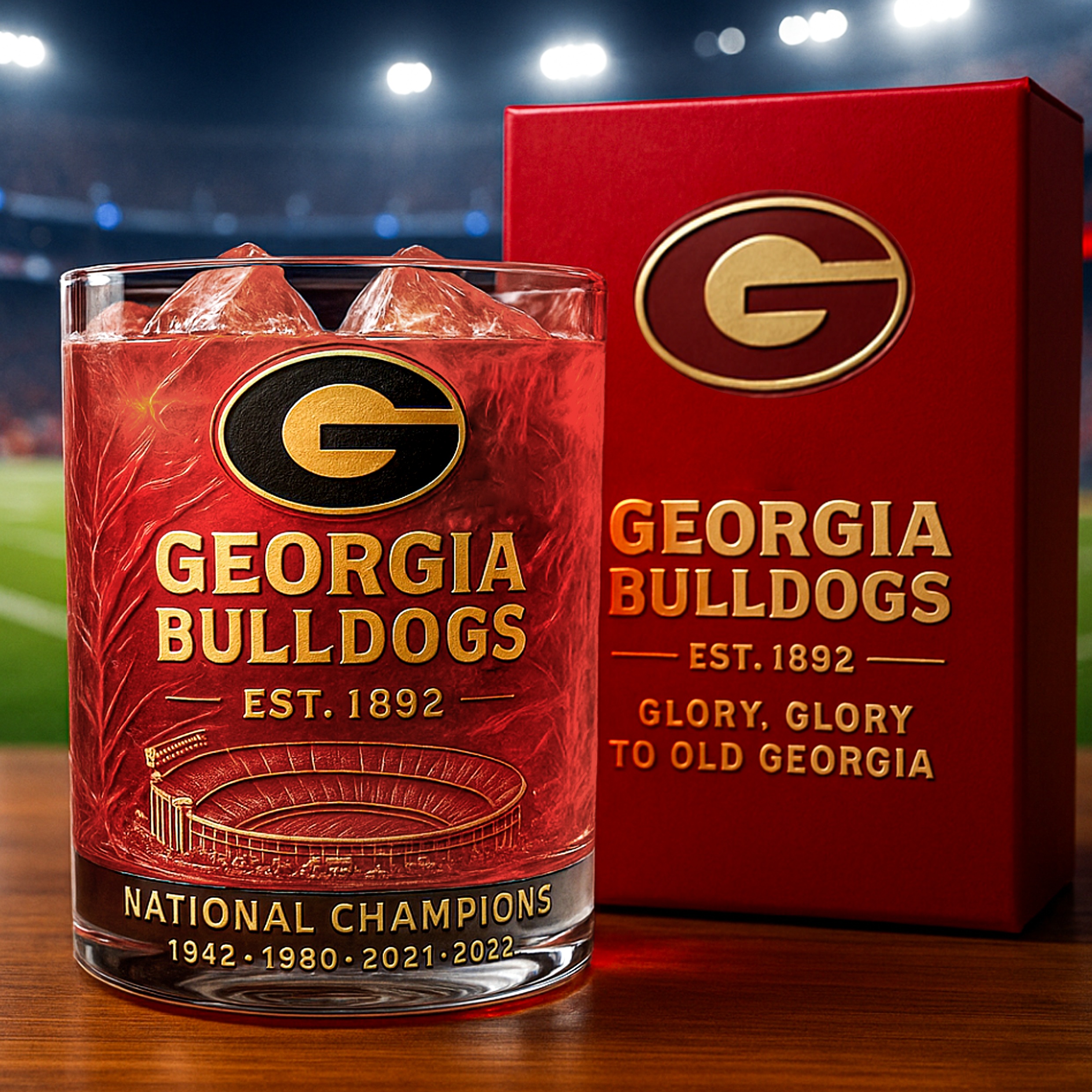 Georgia Bulldogs National Champions Whiskey Glass-Storyflask