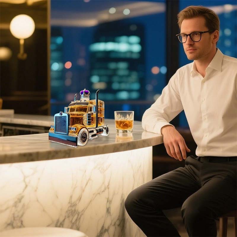 Truck Shape Glass Whiskey Bottle-Storyflask