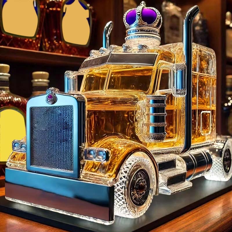 Truck Shape Glass Whiskey Bottle-Storyflask