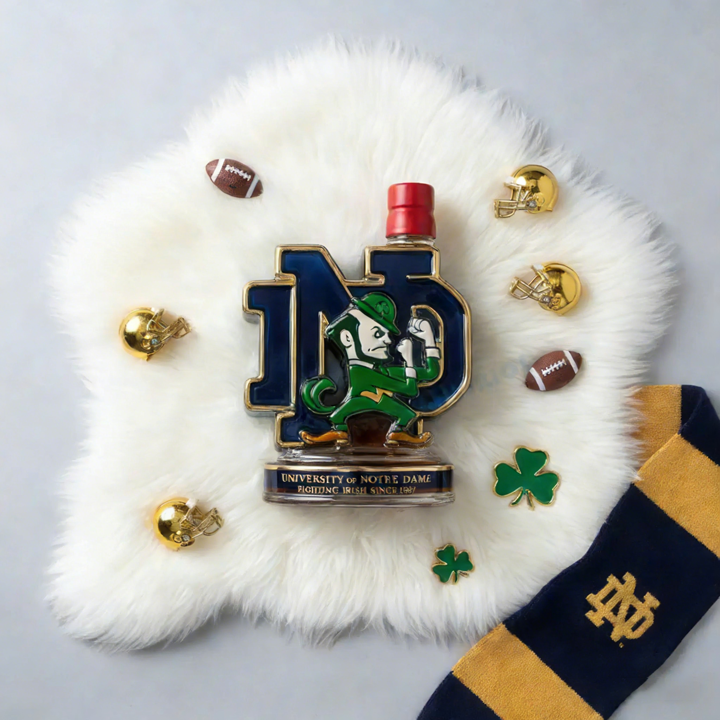 University Of Notre Dame Fighting Irish Whiskey Bottle - Nd Monogram Collectible Glass Decanter
