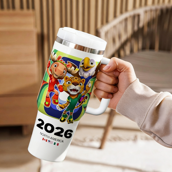 2026 FIFA World Cup Tumbler W/Handle - 40oz Premium Stainless Steel Insulated Double Mug