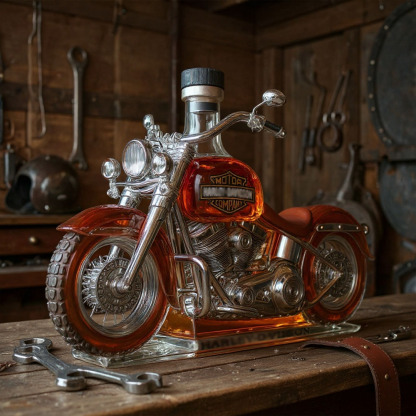 Retro Motorcycle Shape Glass Whiskey Bottle-Storyflask