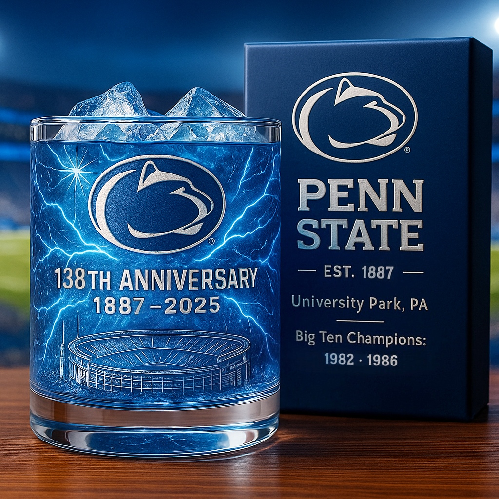 Penn State Nittany Lions 138th Anniversary Whiskey Glass-Storyflask
