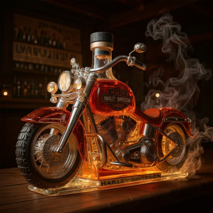 Retro Motorcycle Shape Glass Whiskey Bottle-Storyflask