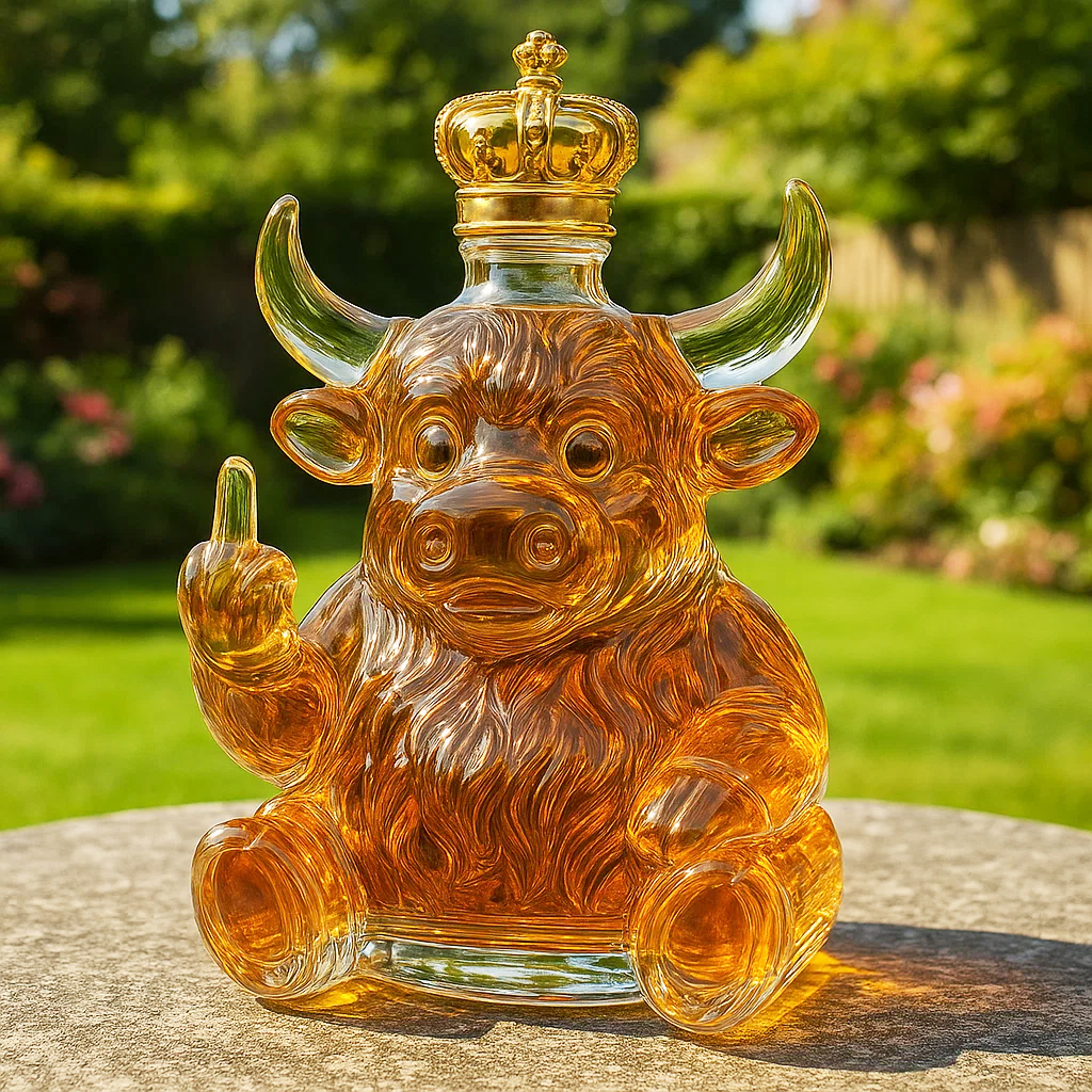 Highland Cow Middle Finger Whisky Bottle-Storyflask