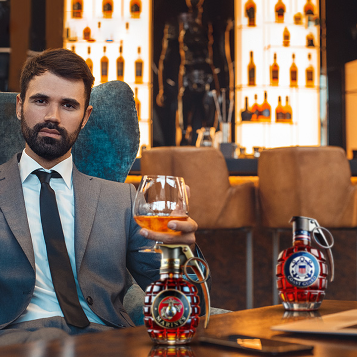 Military Style Grenade Whiskey Bottle - Collectible Engraved Hand-Grenade Shape Decanter