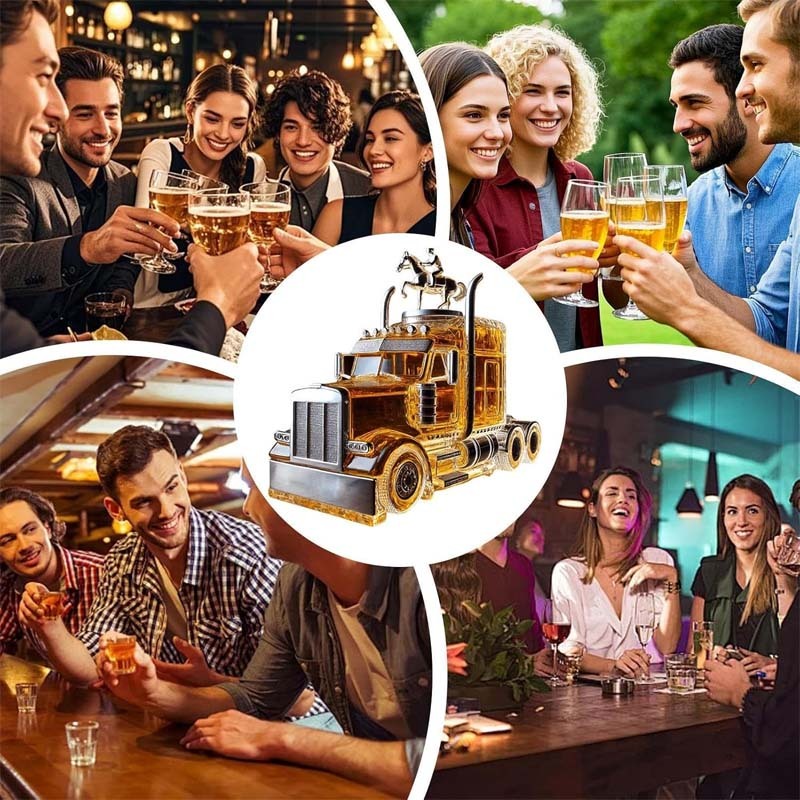 Truck Shape Glass Whiskey Bottle-Storyflask