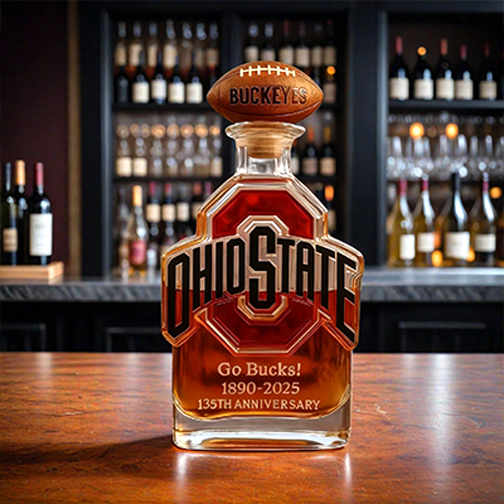 Ohio State Buckeyes Go Bucks 1980-2025 135th Anniversary Custom Whiskey Bottle-Storyflask
