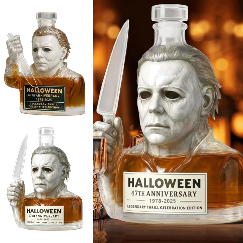 Halloween Michael Myers 47th Anniversary Casual Whiskey Lead-Free Glass Bottle 1978-2025-Storyflask