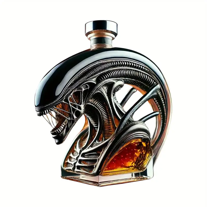 Alien-Inspired Biomechanical Decanter - Glass Art Statue Bottle for Whiskey Wine Beer