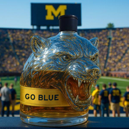 💛🥃Michigan Wolverines Mascot Whiskey Bottle-Storyflask