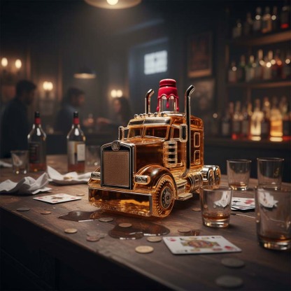Truck Shape Glass Whiskey Bottle-Storyflask