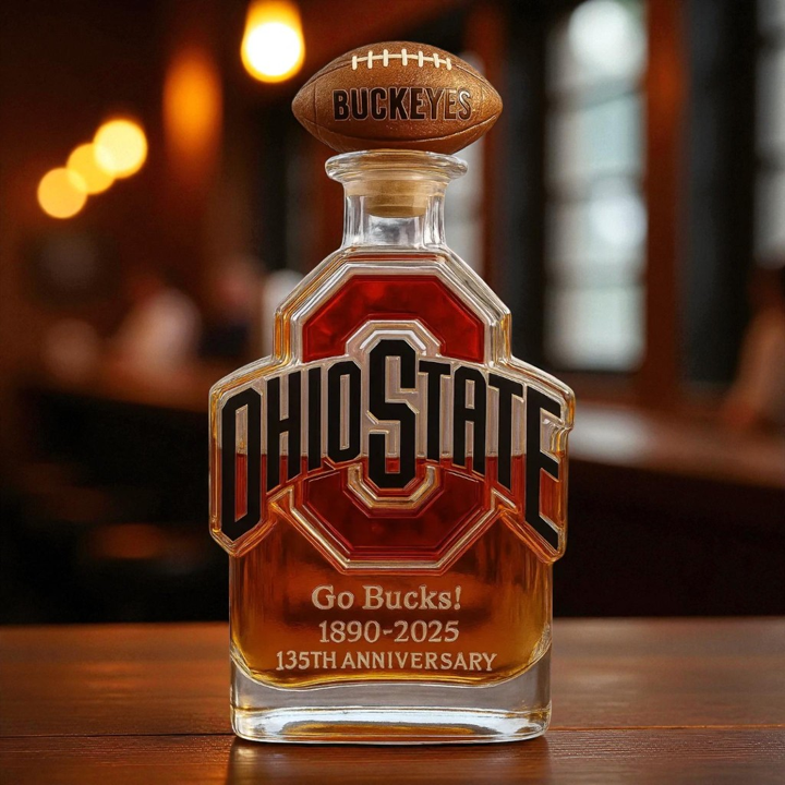 Ohio State Buckeyes Go Bucks 1980-2025 135th Anniversary Custom Whiskey Bottle-Storyflask