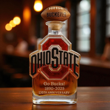 Ohio State Buckeyes Go Bucks 1980-2025 135th Anniversary Custom Whiskey Bottle-Storyflask