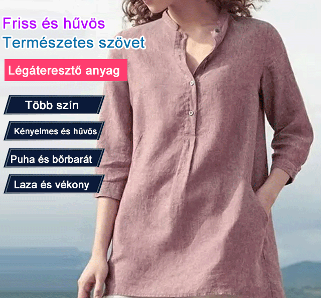 Egyszínű pamutvászon ujjú ing