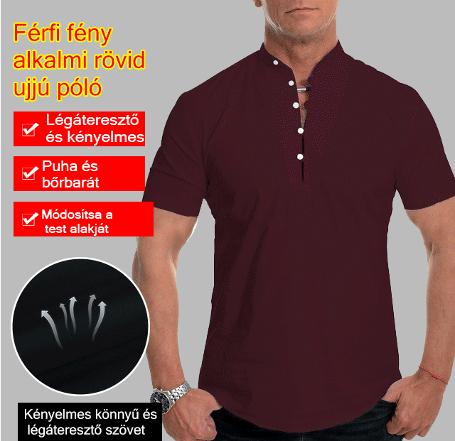 Férfi könnyű, hétköznapi rövid ujjú póló