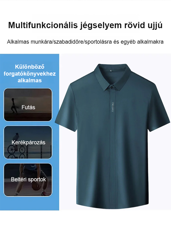 Elegáns férfi selyemfényű rövid ujjú ing