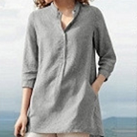 Egyszínű pamutvászon ujjú ing