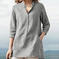 Egyszínű pamutvászon ujjú ing