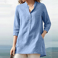 Egyszínű pamutvászon ujjú ing