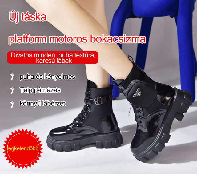 [Wang Xinling azonos stílusa] Új táska platform motoros bokacsizma