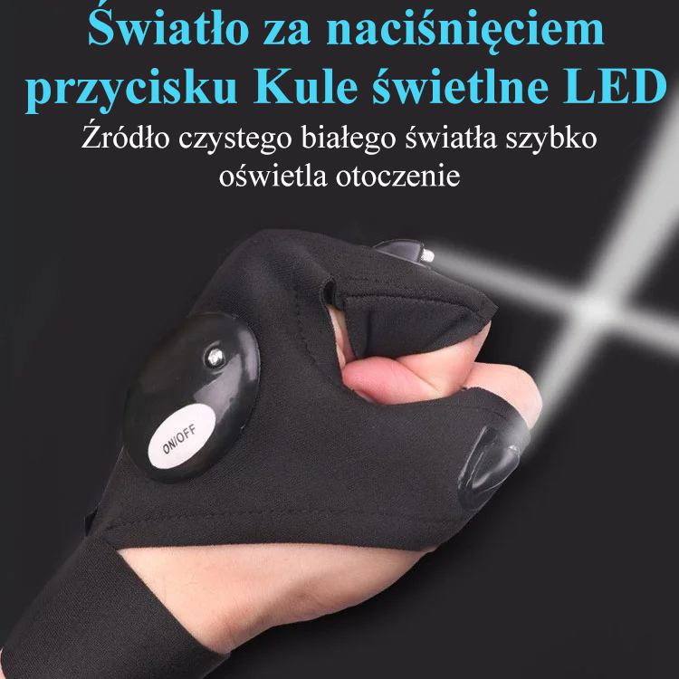 Półpokryte rękawiczki LED do oświetlania na zewnątrz