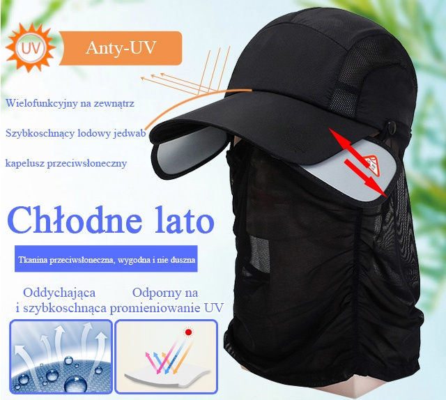 Outdoor wielofunkcyjny lodowy jedwab szybkoschnący kapelusz przeciwsłoneczny
