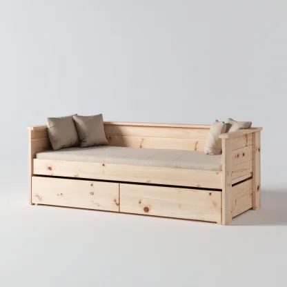 Canapé lit bois 205x90x85 cm - naturel - design moderne-Quietixe