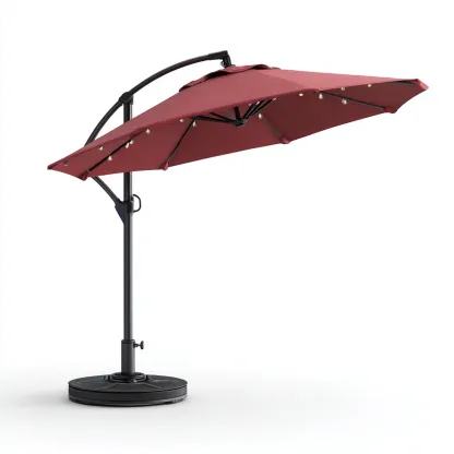 Parasol de jardin 270x270x250 cm - bordeaux - auvent suspendu avec éclairage-Quietixe