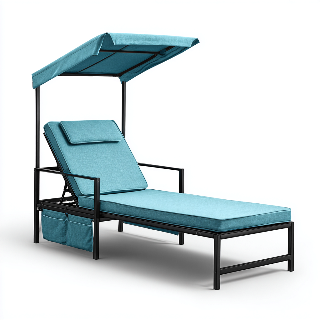 Chaise longue aluminium 190x70x130 cm - bleu-noir - adaptée au jardin - design contemporain-Quietixe