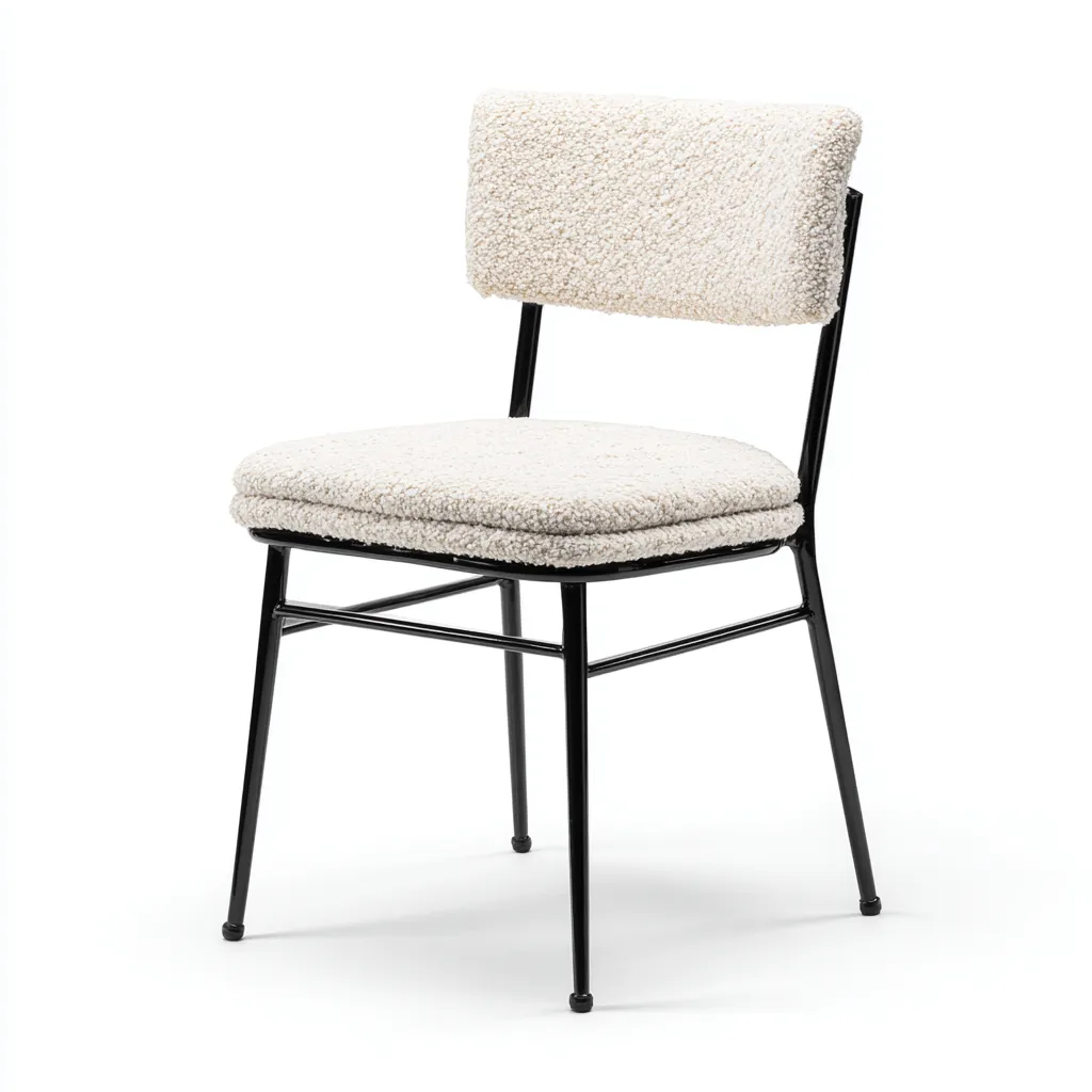 Chaise de salle à manger tissu bouclé 46x52x84 cm - beige - style contemporain-Quietixe