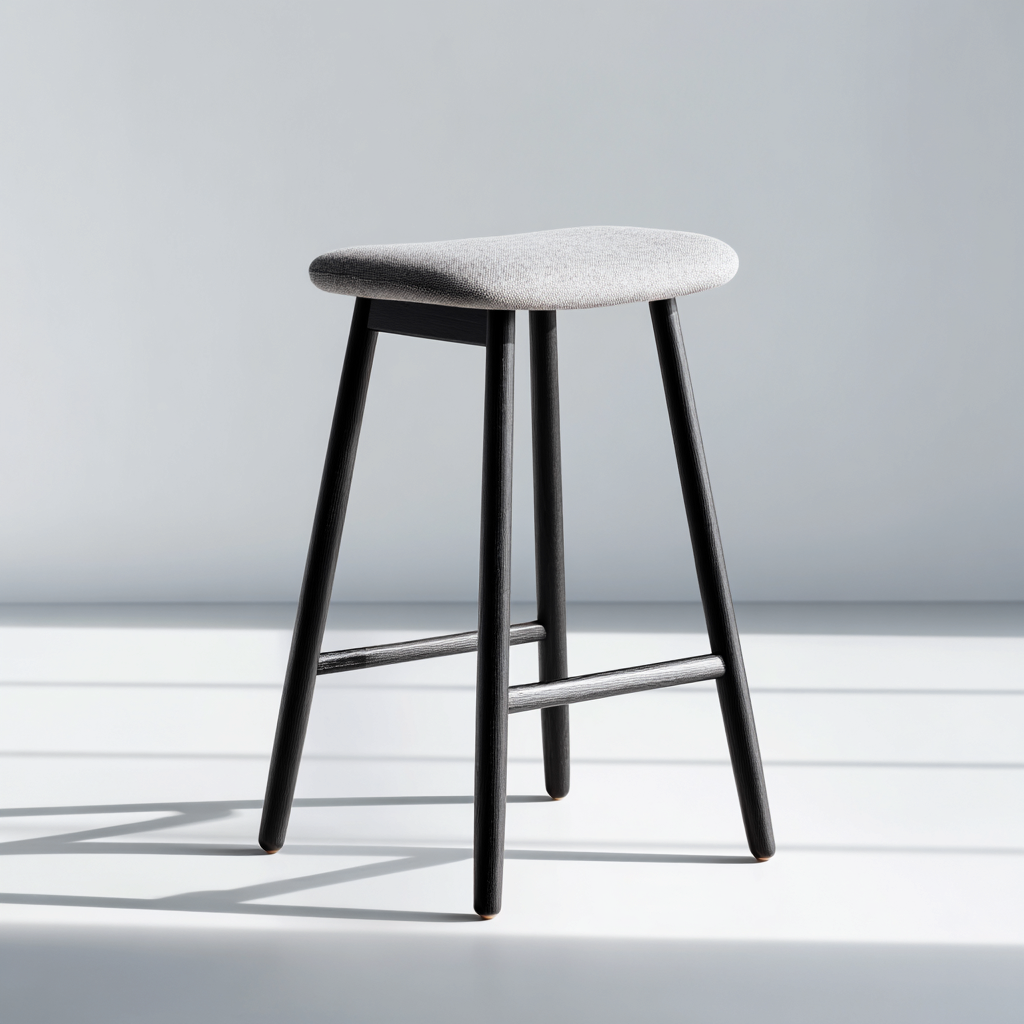 Tabouret de bar bois et tissu 38x34x68 cm - gris - style moderne-Quietixe