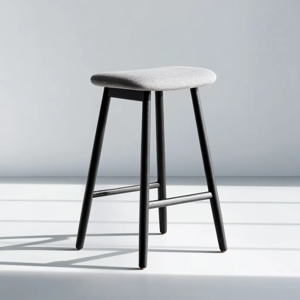 Tabouret de bar bois et tissu 38x34x68 cm - gris - style moderne-Quietixe