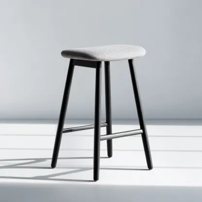 Tabouret de bar bois et tissu 38x34x68 cm - gris - style moderne-Quietixe