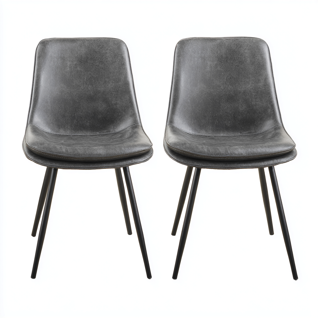 Chaise de salle à manger Similicuir-Métal 45x55x85 cm - Gris - Style moderne-Quietixe