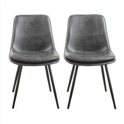 Chaise de salle à manger Similicuir-Métal 45x55x85 cm - Gris - Style moderne-Quietixe
