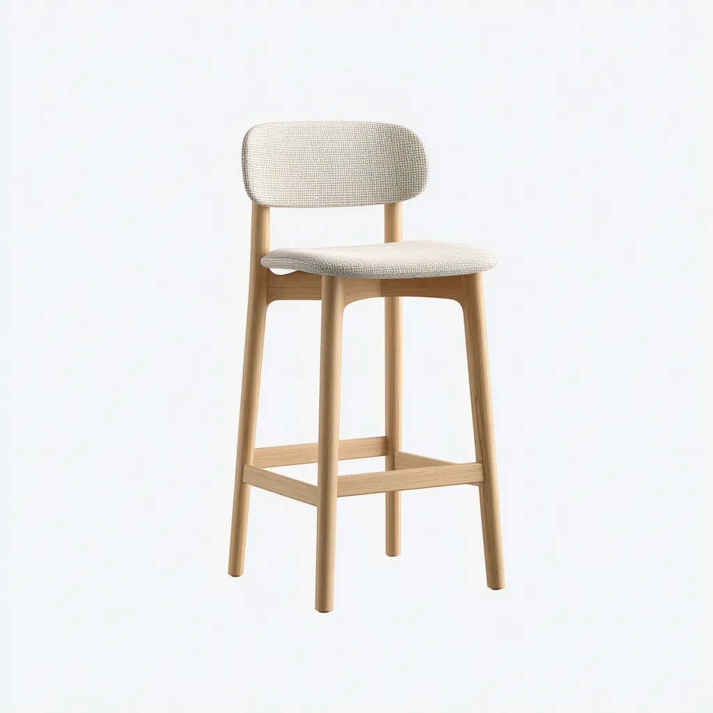Tabouret de bar bois et tissu 45x45x95 cm - beige - style moderne-Quietixe