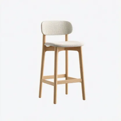 Tabouret de bar bois et tissu 45x45x95 cm - beige - style moderne-Quietixe