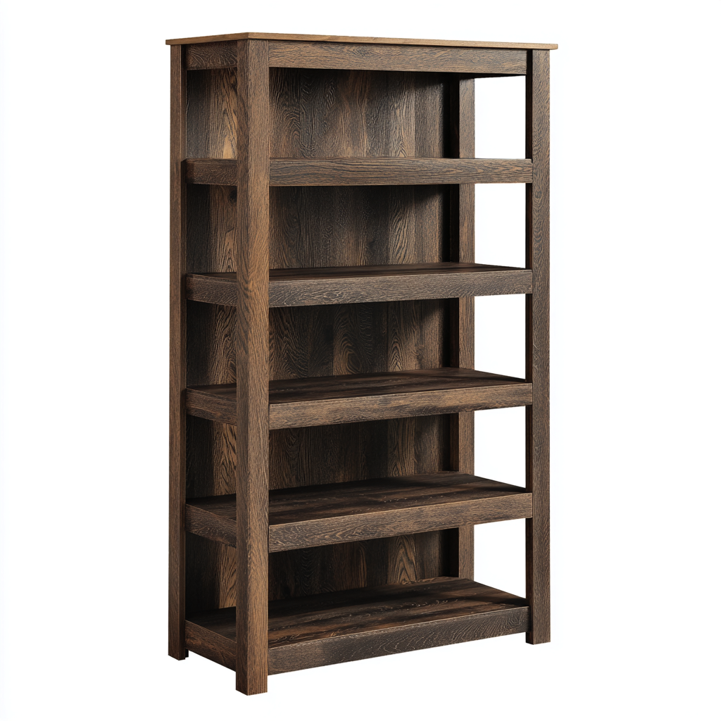Bibliothèque bois 80x30x160 cm - marron foncé - design rustique-Quietixe