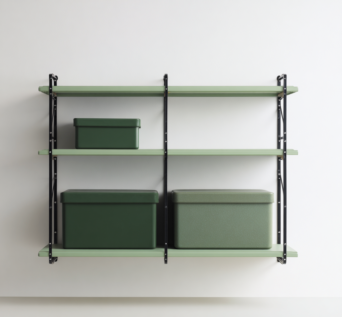 Bibliothèque murale métal 120x30x80 cm - vert-noir - adaptée au salon - design contemporain-Quietixe