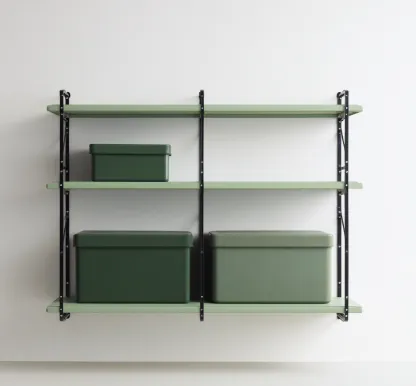 Bibliothèque murale métal 120x30x80 cm - vert-noir - adaptée au salon - design contemporain-Quietixe