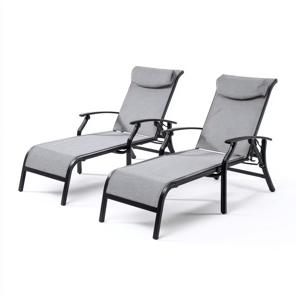 Chaise longue aluminium 185x60x100 cm - gris-noir - adaptée au jardin - design contemporain-Quietixe