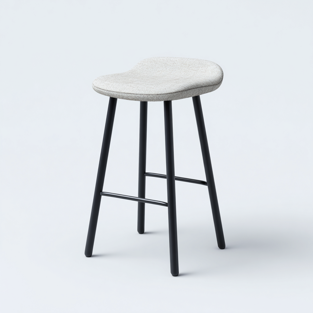 Tabouret de bar Tissu-Métal 35x35x75 cm - Gris-Noir - Design moderne-Quietixe