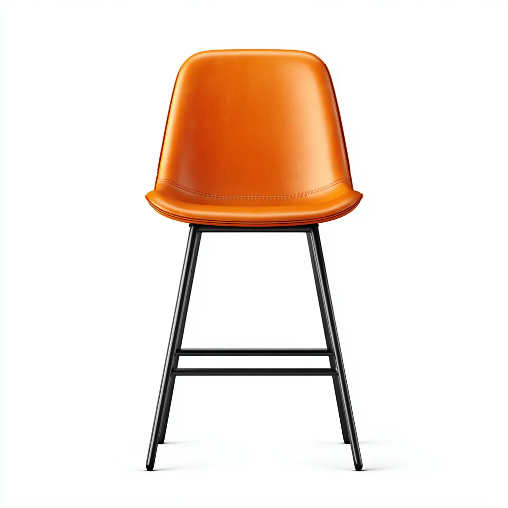 Tabouret de bar Métal-Similicuir 45x45x95 cm - Orange-Noir - Style moderne-Quietixe