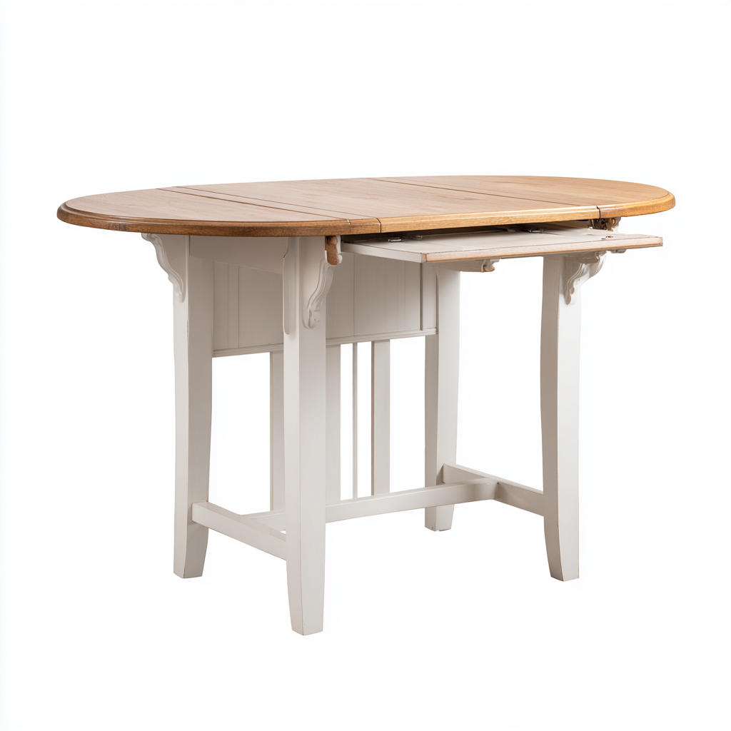 Table basse 100x60x75 cm - bois naturel-blanc - adaptée au salon - style classique à rallonge-Quietixe